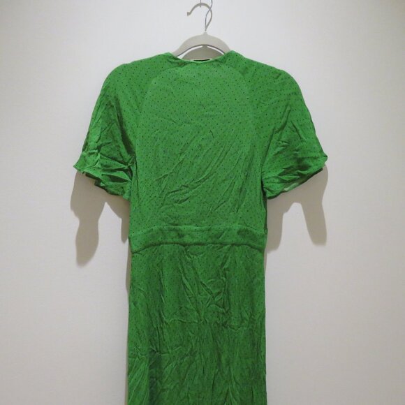 WHISTLES Micro Spot Button Maxi Dress in Green Polka Dot Preppy Flowy Cottage - Picture 10 of 15